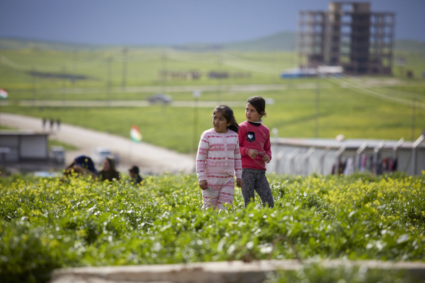 Two girls in field