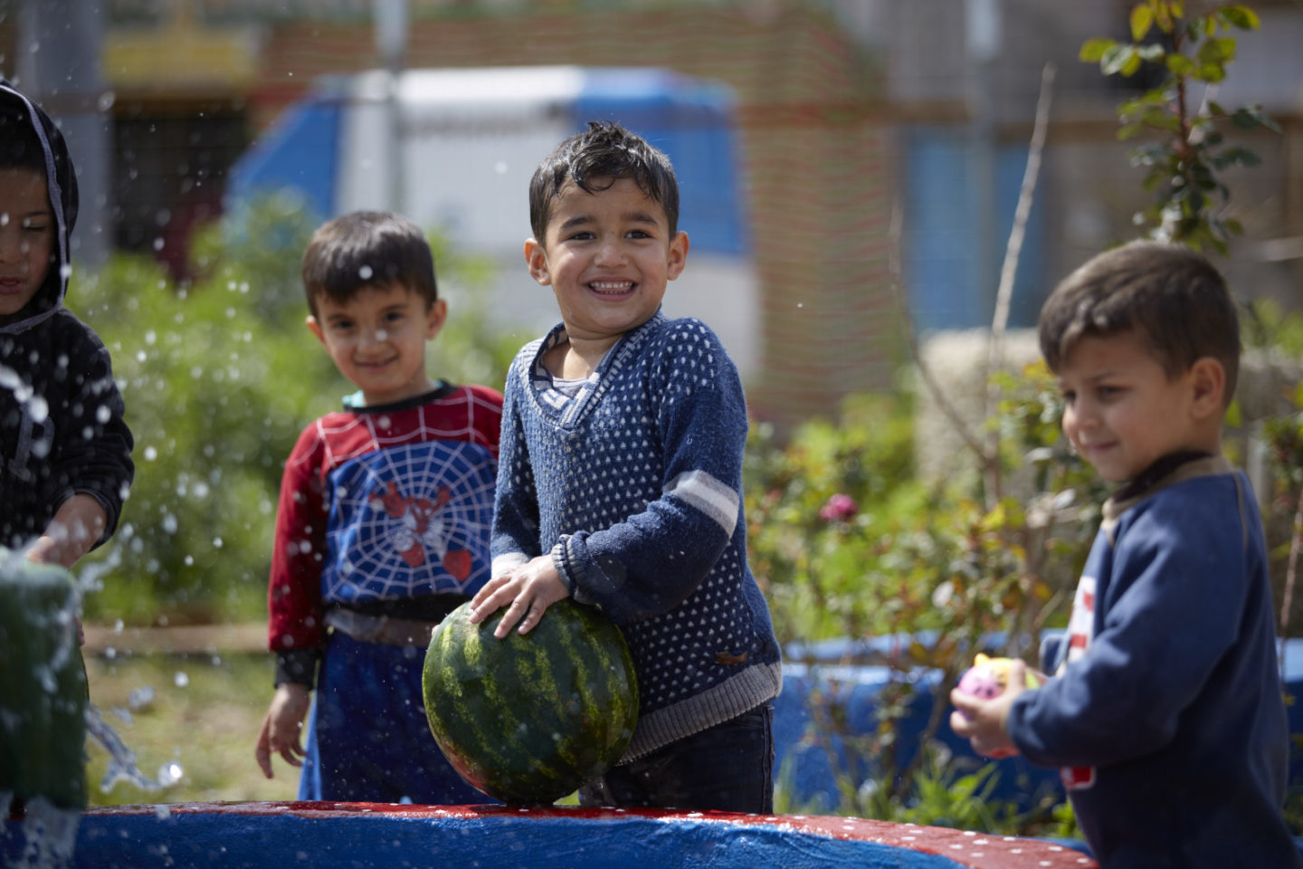 Two small boys with watermelon